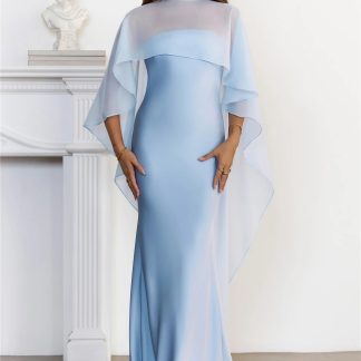 Love Locked In Sheer Overlay Maxi Dress Blue