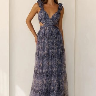 Whisper Lane Maxi Dress Slate Blue