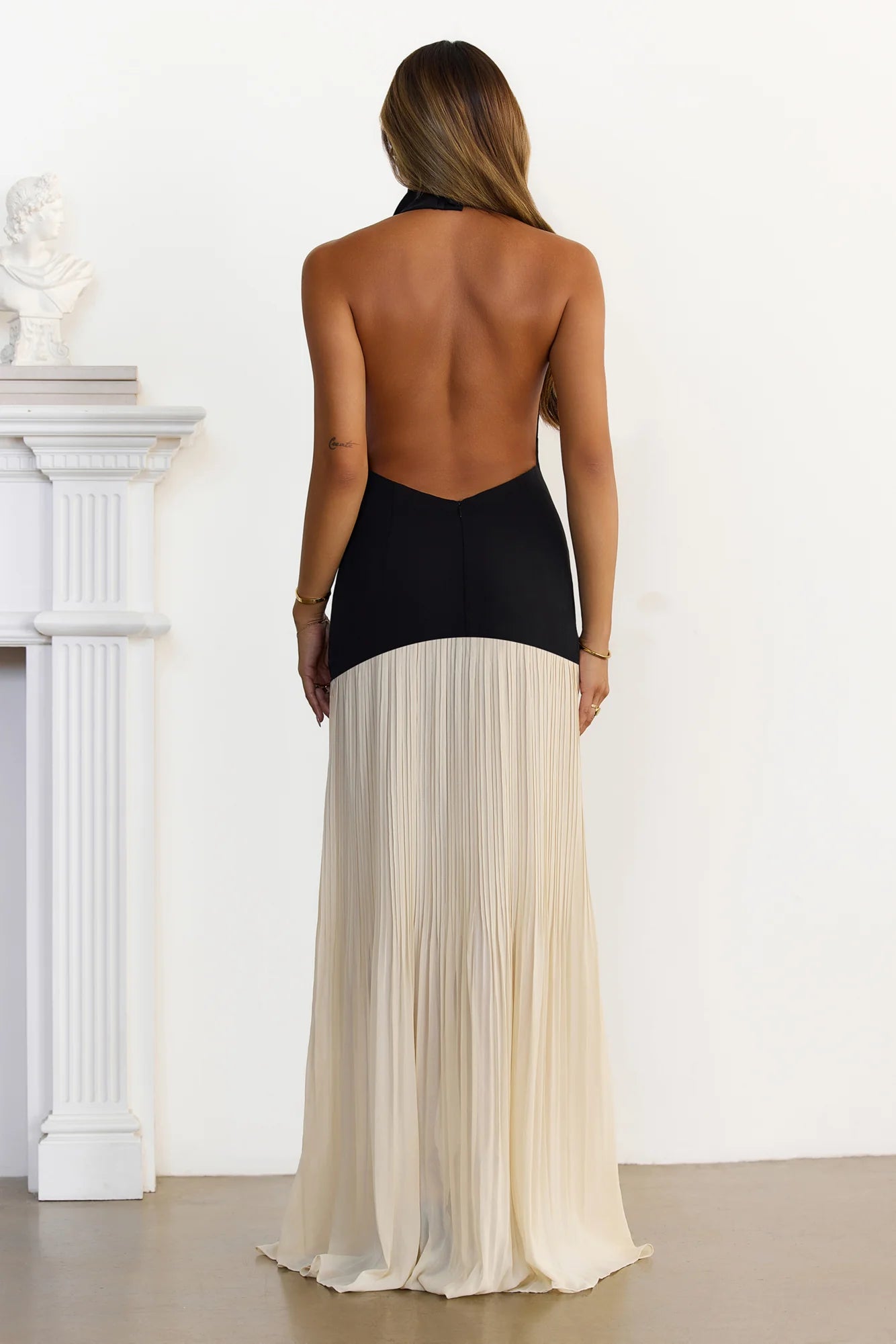 Luxe Behaviour Cowl Neck Halter Maxi Dress Black - Image 3
