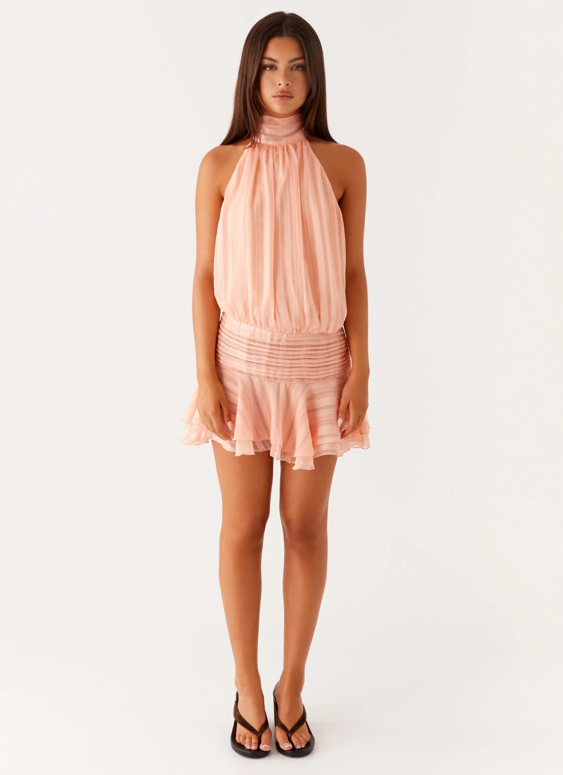 Willow Chiffon Mini Dress - Orange - Image 2
