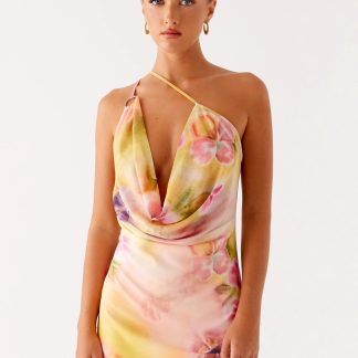 Bohemian Bliss Mesh Mini Dress - Sunburst Floral
