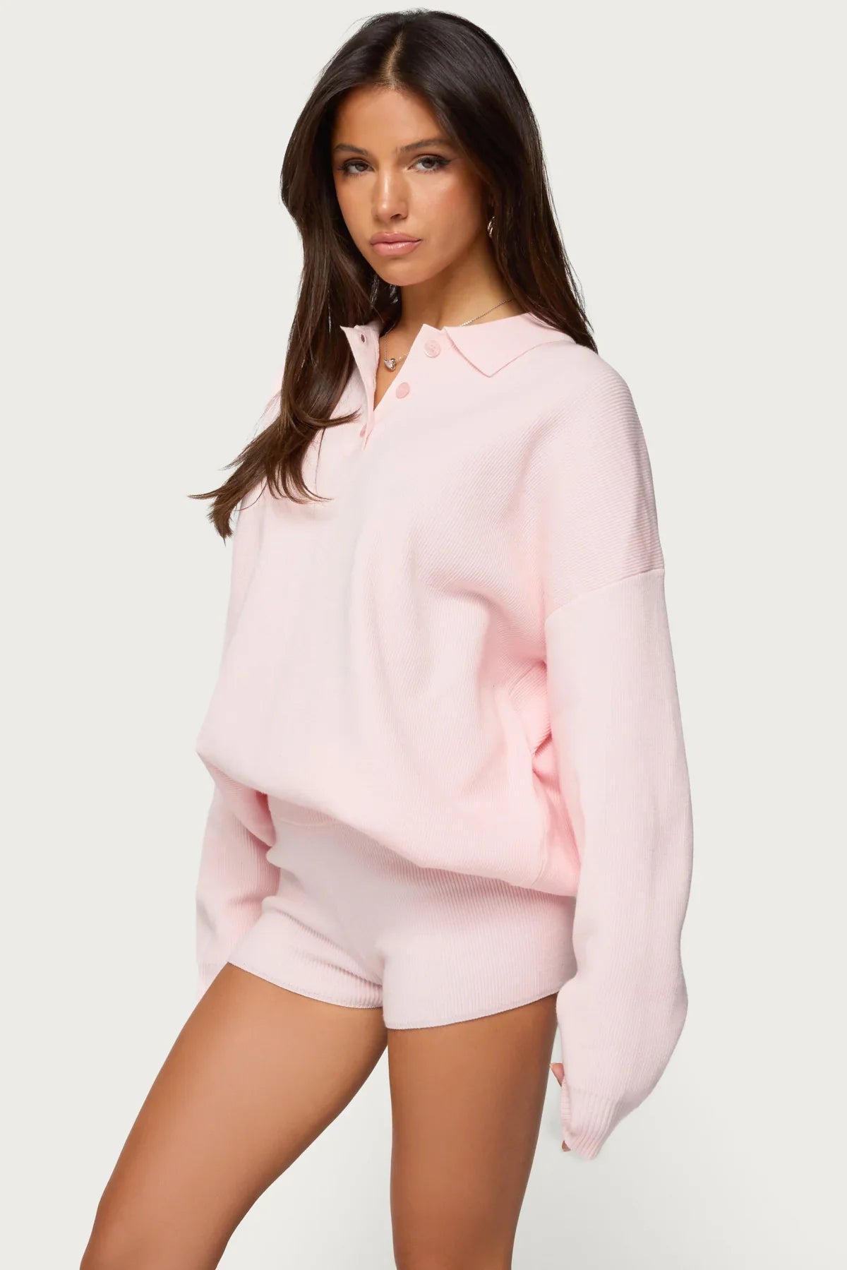 Lorie Oversized Knit Polo Sweater - Image 3