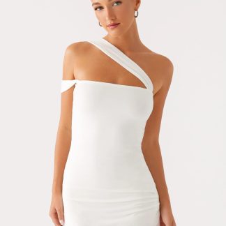 Lena Ruched Mini Dress - Ivory