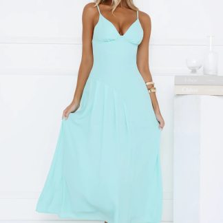 Gilded Whisper Maxi Dress Blue
