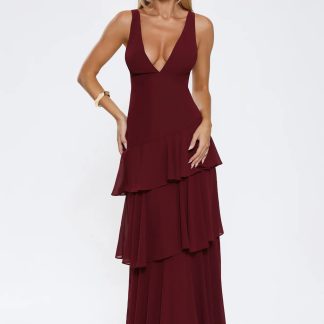 Happy Vibes Maxi Dress Wine