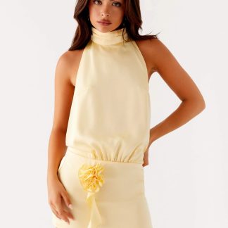 Birdie Halterneck Mini Dress - Yellow