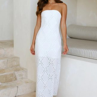 Ocean Air Oasis Strapless Maxi Dress White